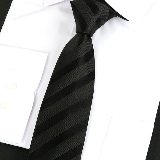Black Stripes on Black Silk Tie 2