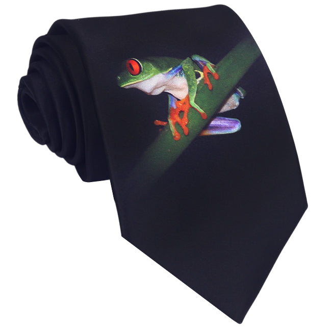 Black with Tree Frog Slim Tie