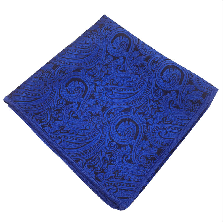 Blue with Black Paisley Pocket Square