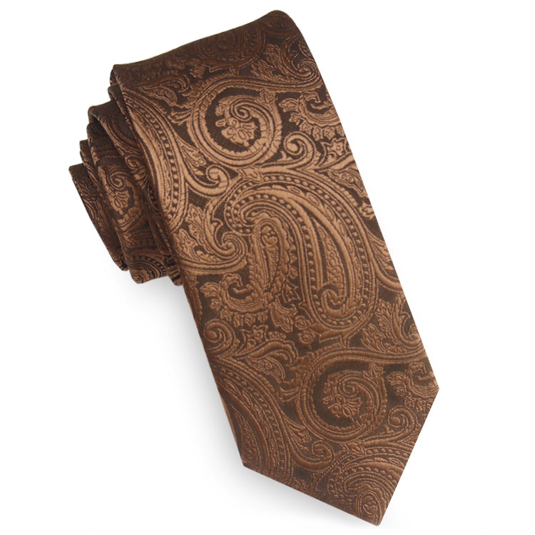 Bronze Paisley Mens Skinny Necktie