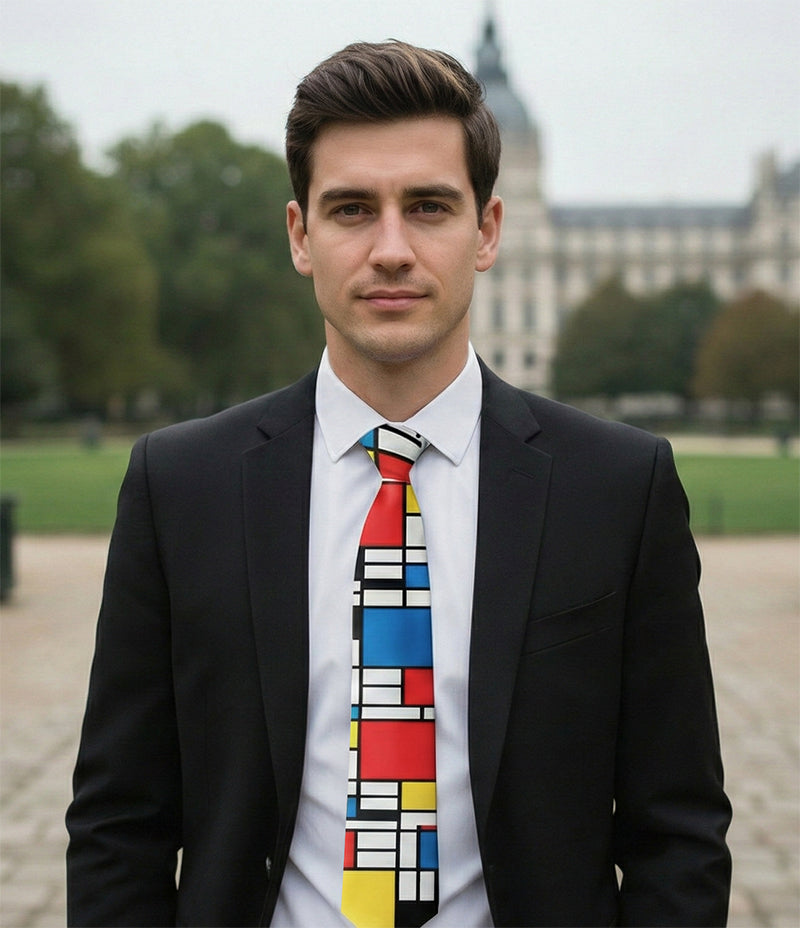 Piet Mondrian Composition with Red, Blue and Yellow Tie