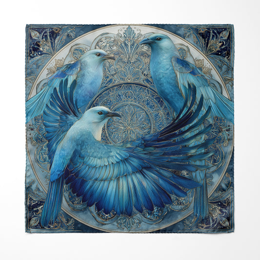 Genuine Silk Azure Bluebird Tranquility Pocket Square