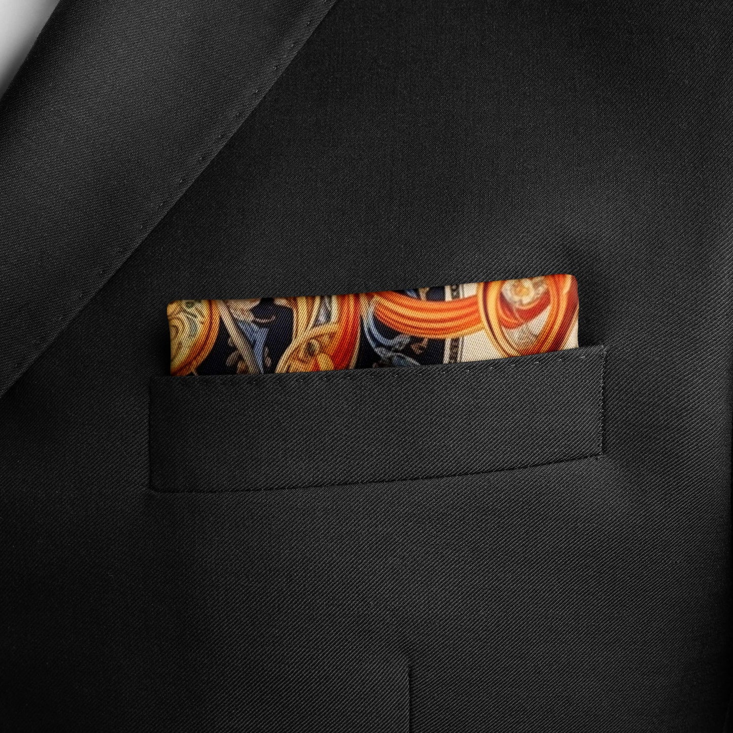 Genuine Silk Baroque Midnight Symphony Pocket Square