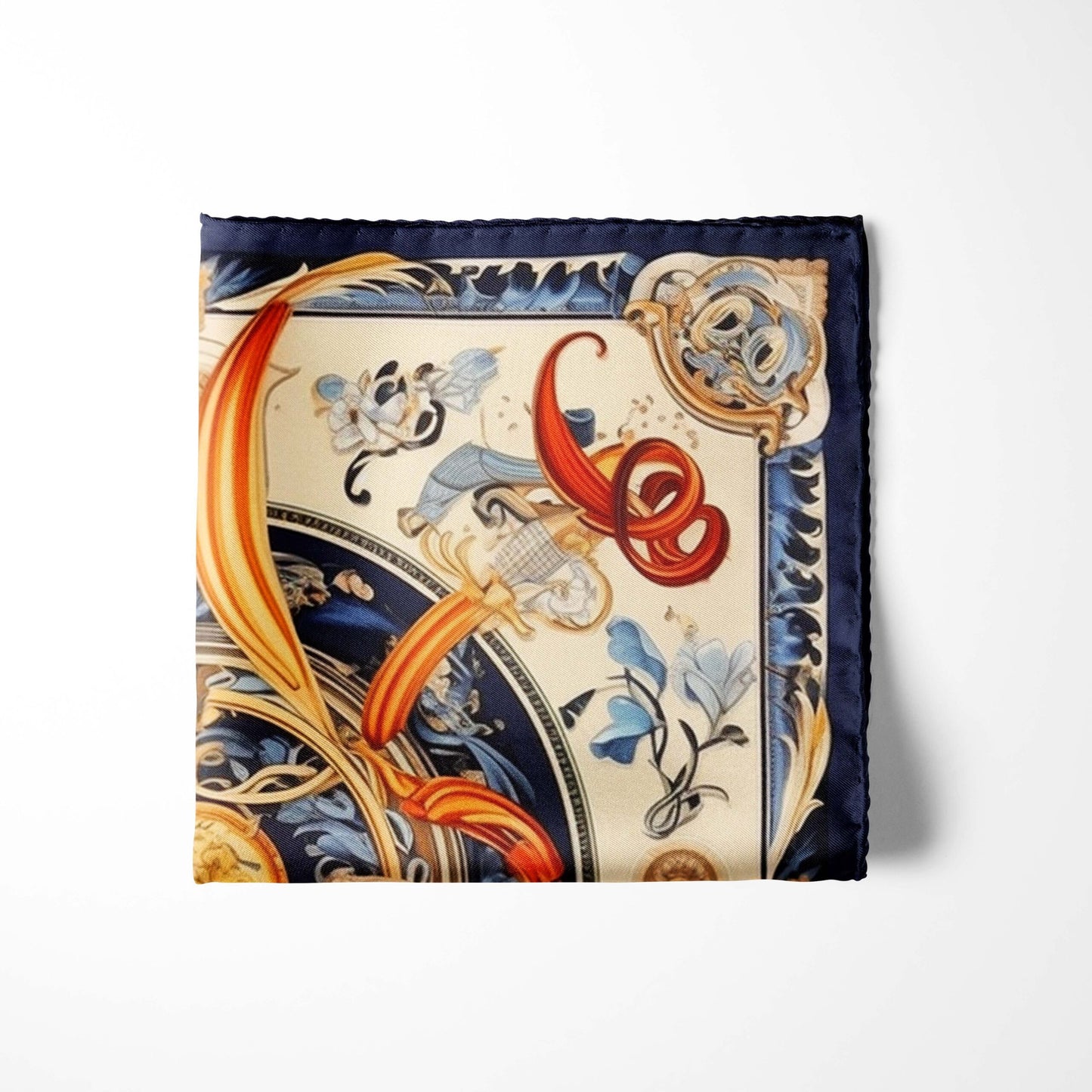 Genuine Silk Baroque Midnight Symphony Pocket Square