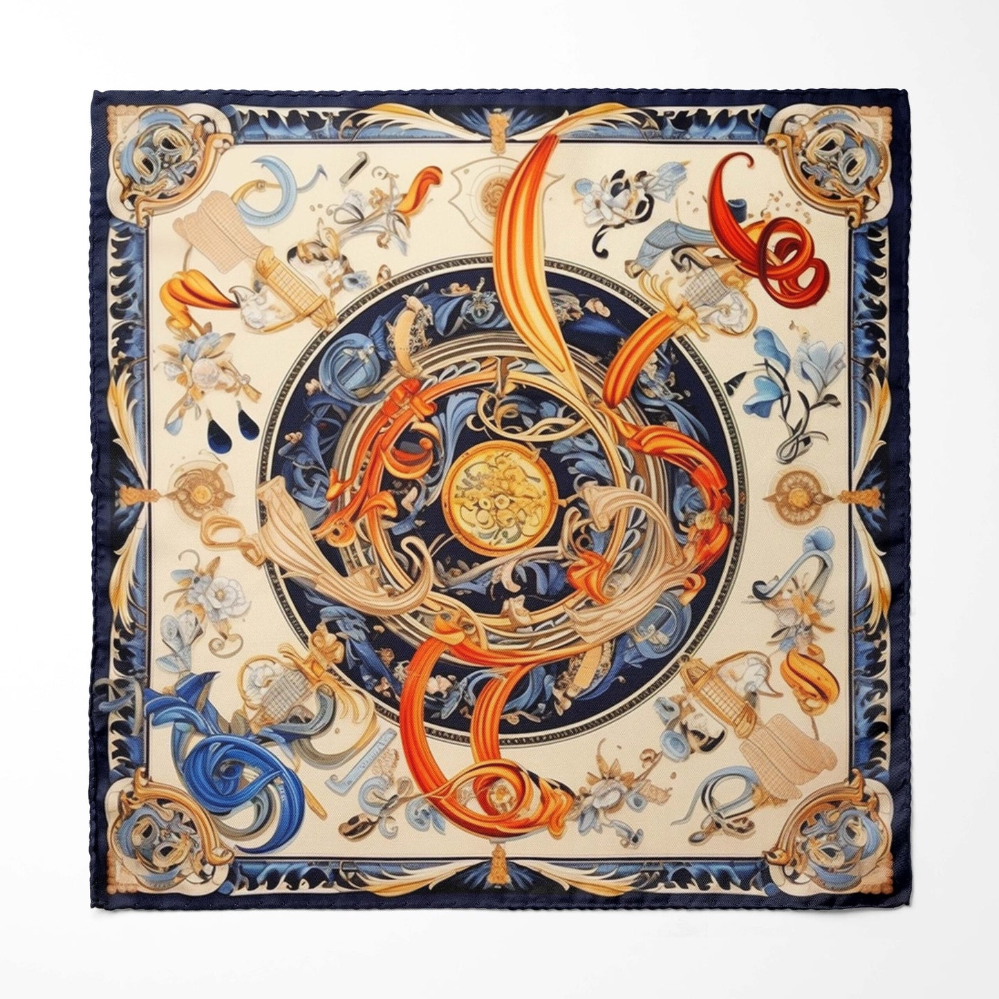 Genuine Silk Baroque Midnight Symphony Pocket Square