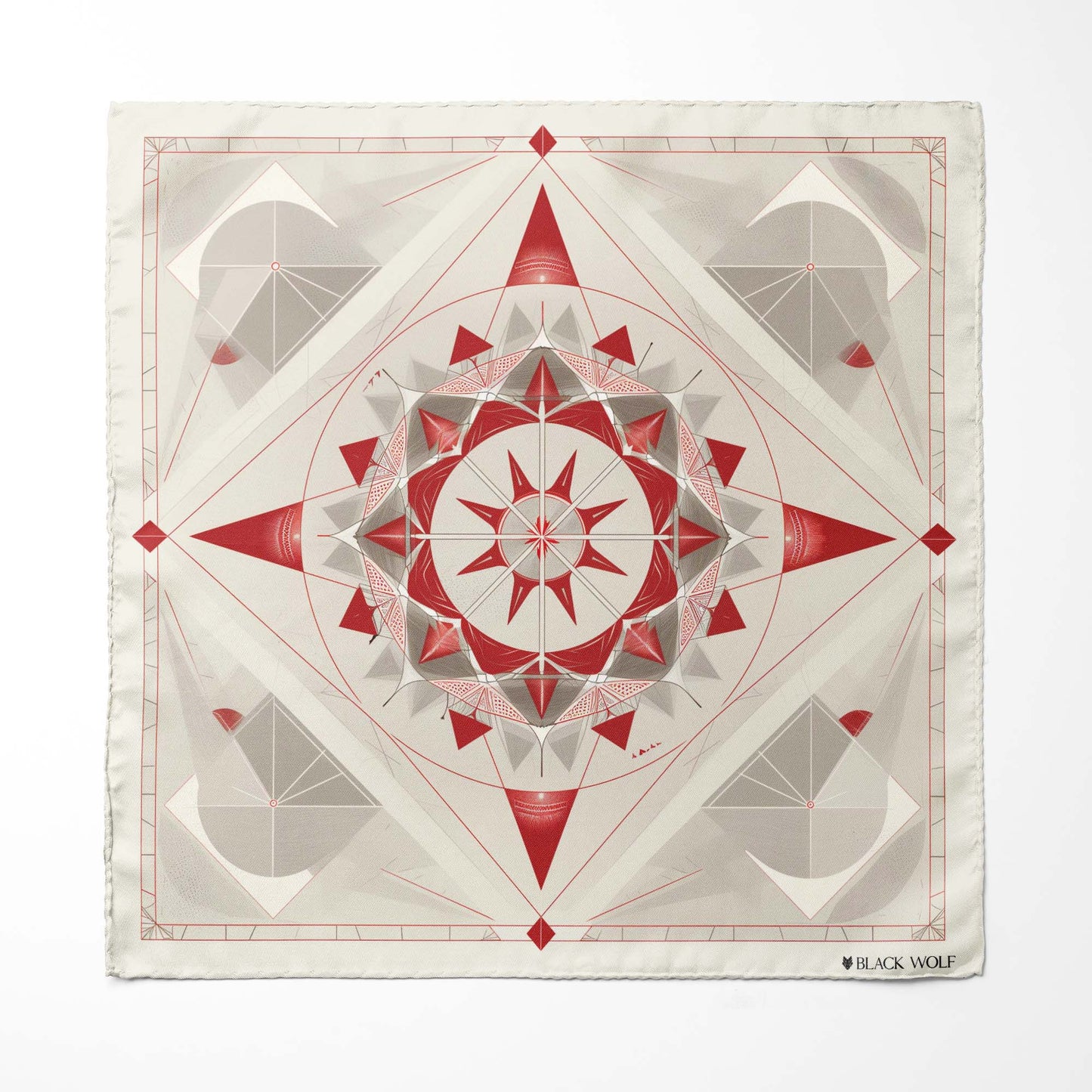 Genuine Silk Star Geometric Ivory & Red Ascot Cravat