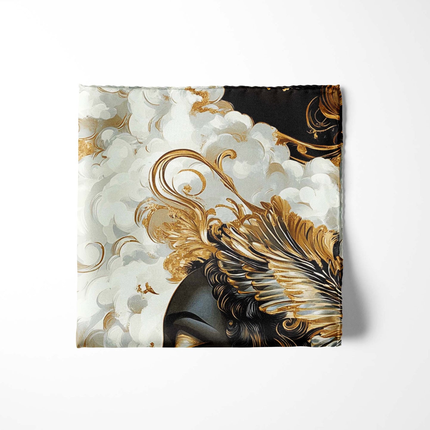 Genuine Silk Celestial Muse in Gold Pocket Square