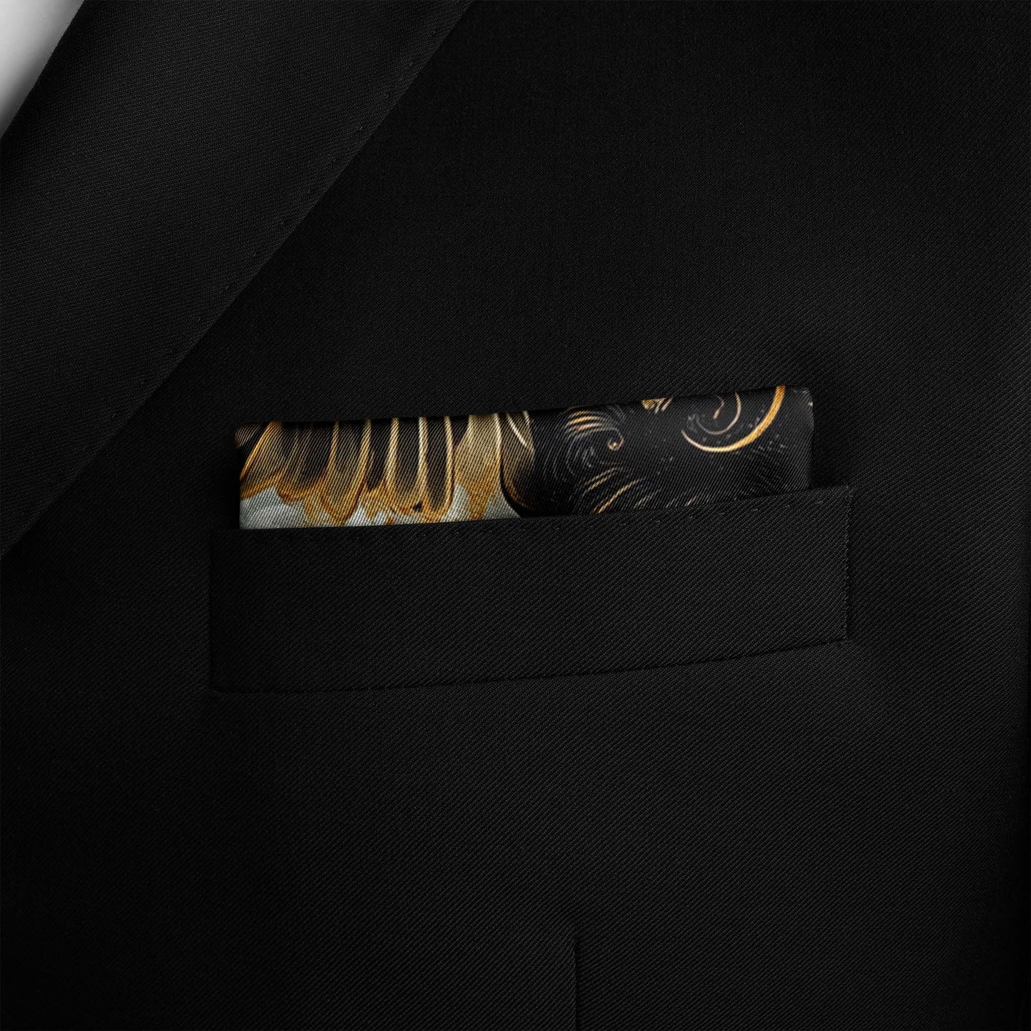 Genuine Silk Celestial Muse in Gold Pocket Square