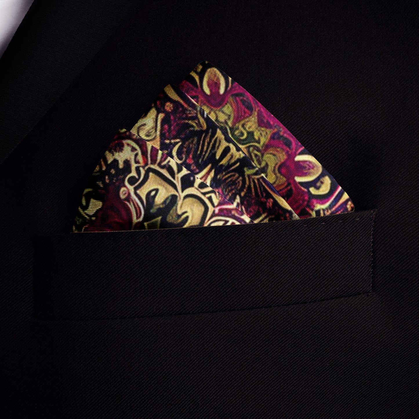Genuine Silk Cream & Raspberry Imperial Tapestry Pocket Square