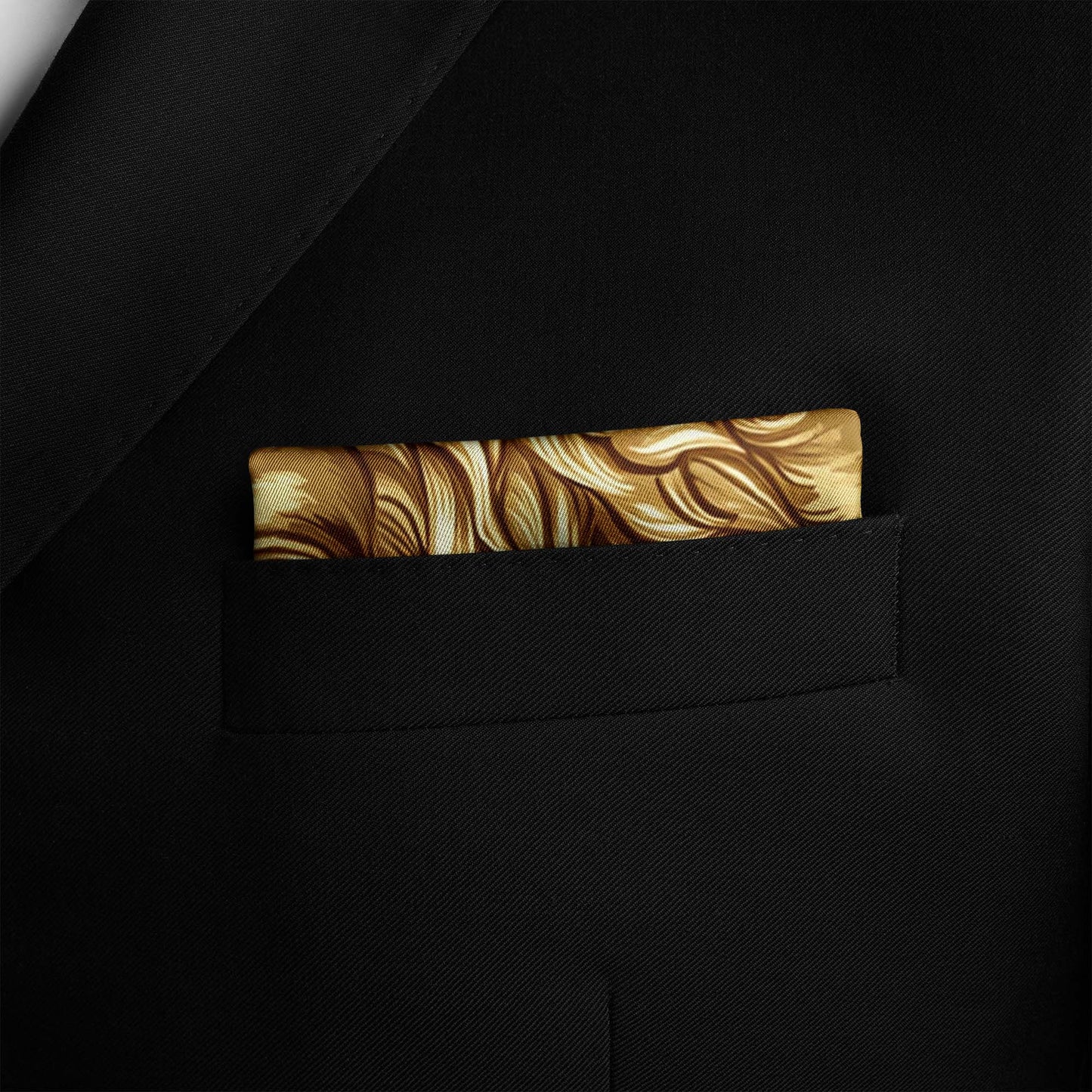 Genuine Silk Crimson and Gold Heraldic Lion Pocket Square
