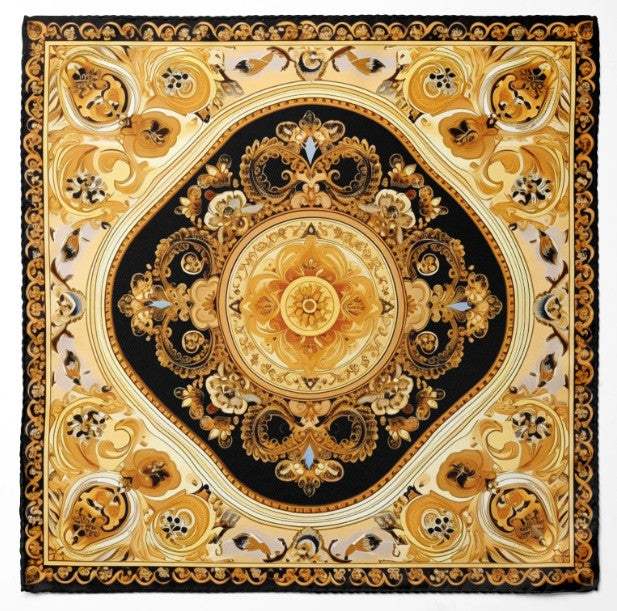 Genuine Silk Gold Rococo Crest Pocket Square