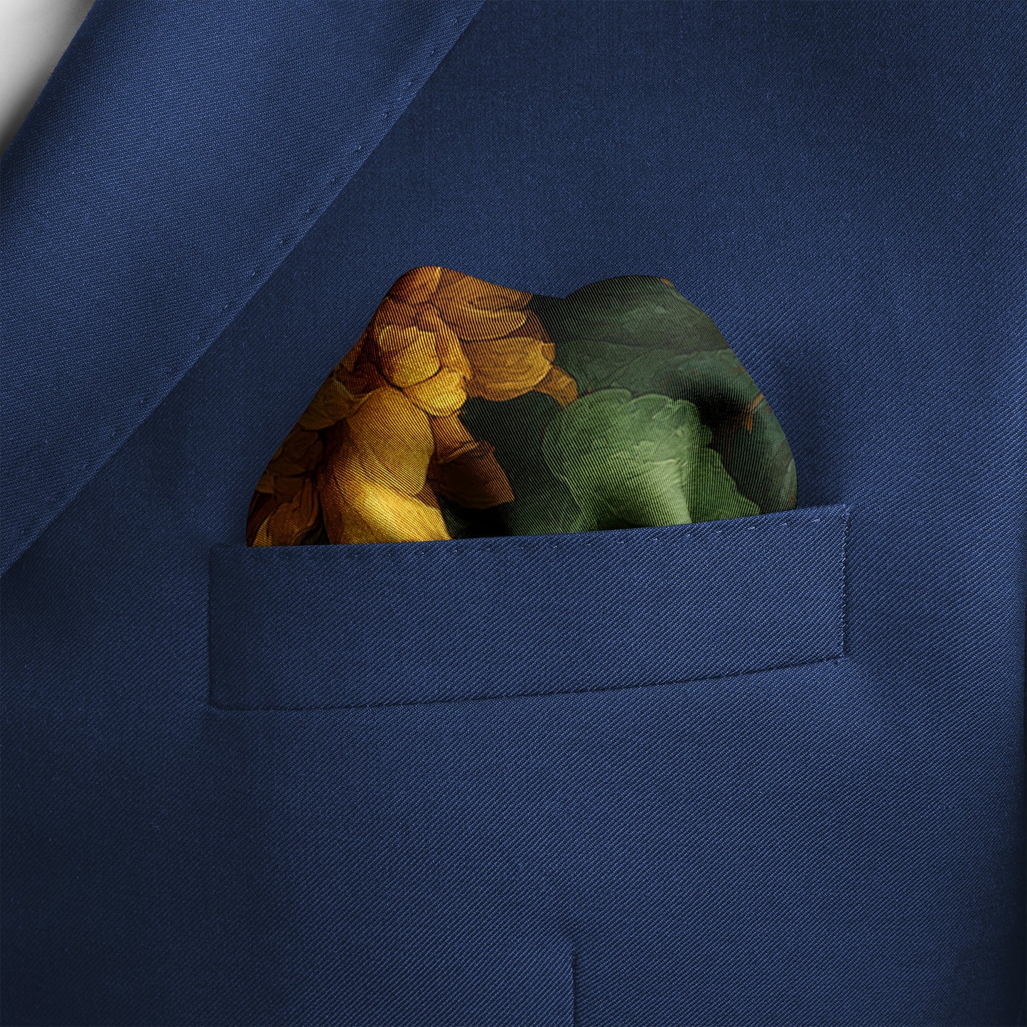 Genuine Silk Golden Sunflower Verdant Pocket Square