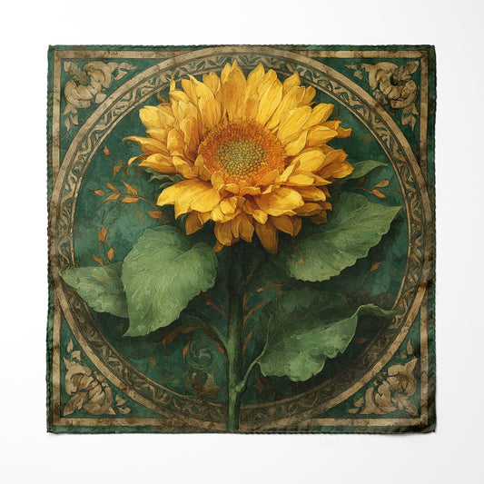 Genuine Silk Golden Sunflower Verdant Pocket Square