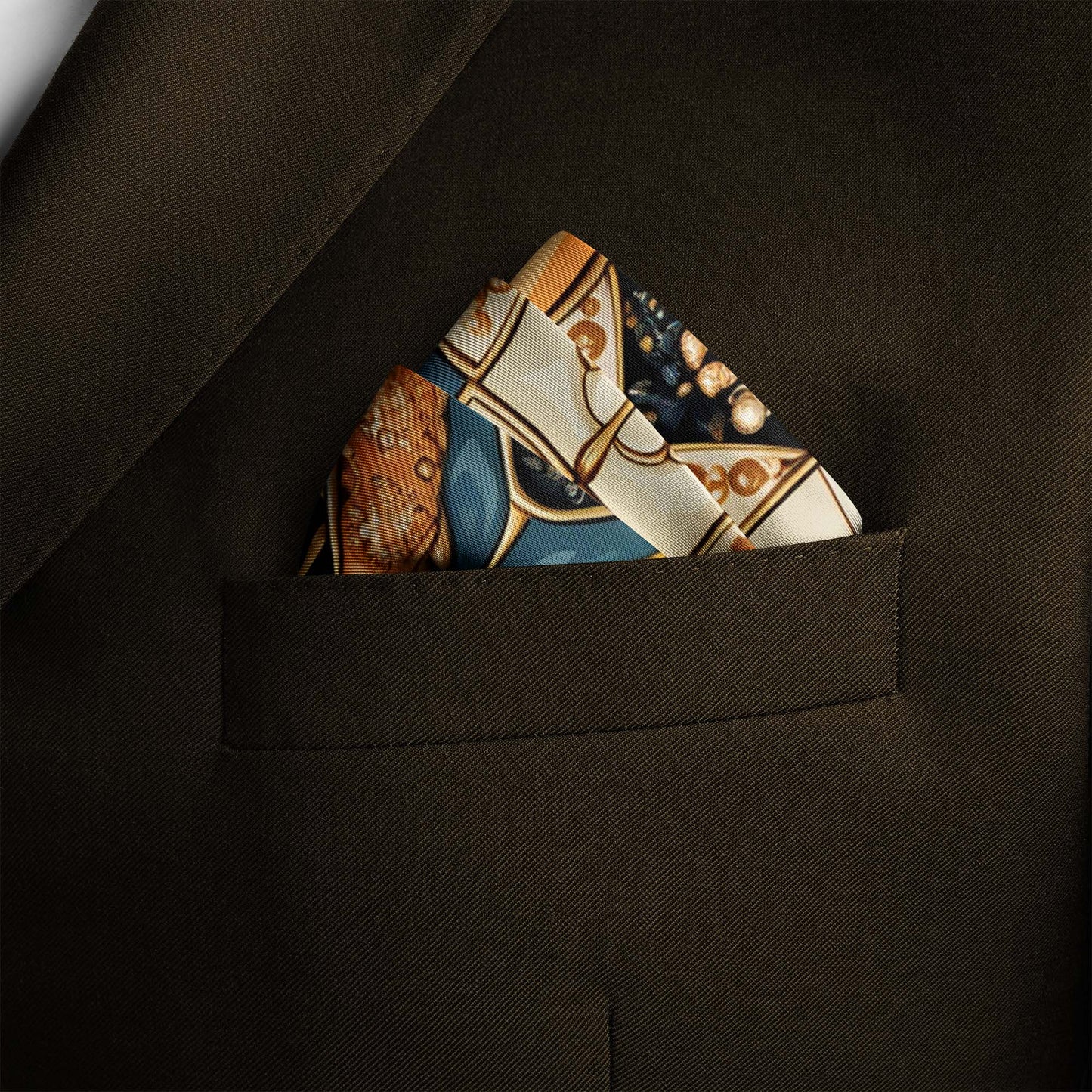 Genuine Silk Imperial Crown Jewel Mosaic Pocket Square