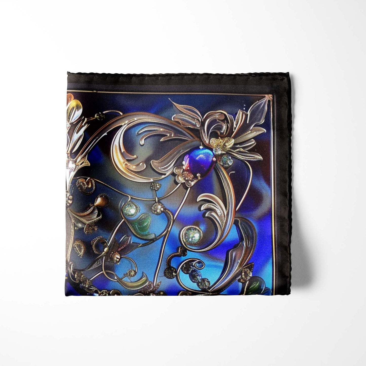 Genuine Silk Midnight Sapphire Jewel Pocket Square