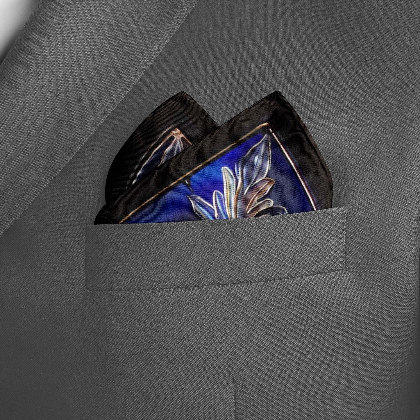 Genuine Silk Midnight Sapphire Jewel Pocket Square