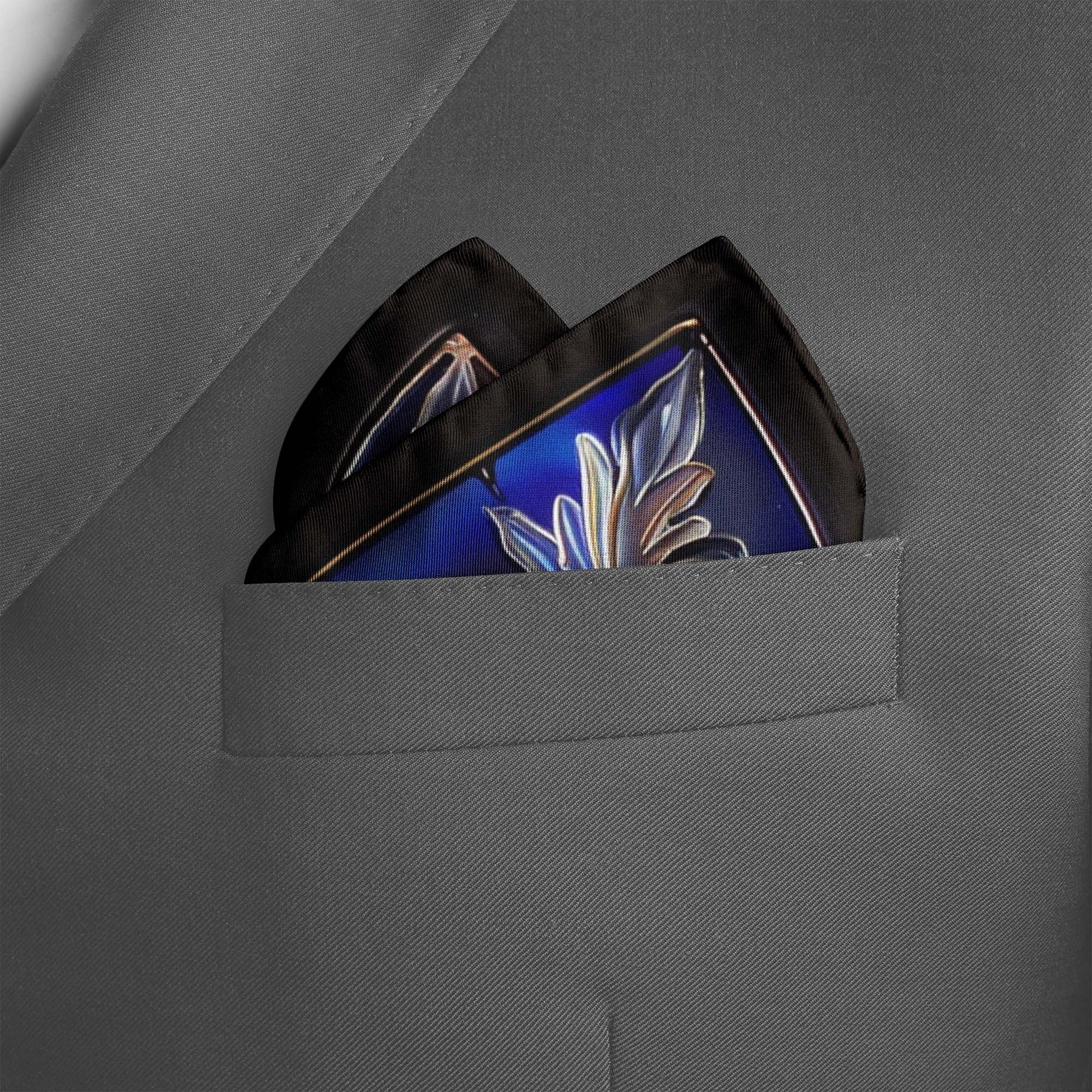 Genuine Silk Midnight Sapphire Jewel Pocket Square