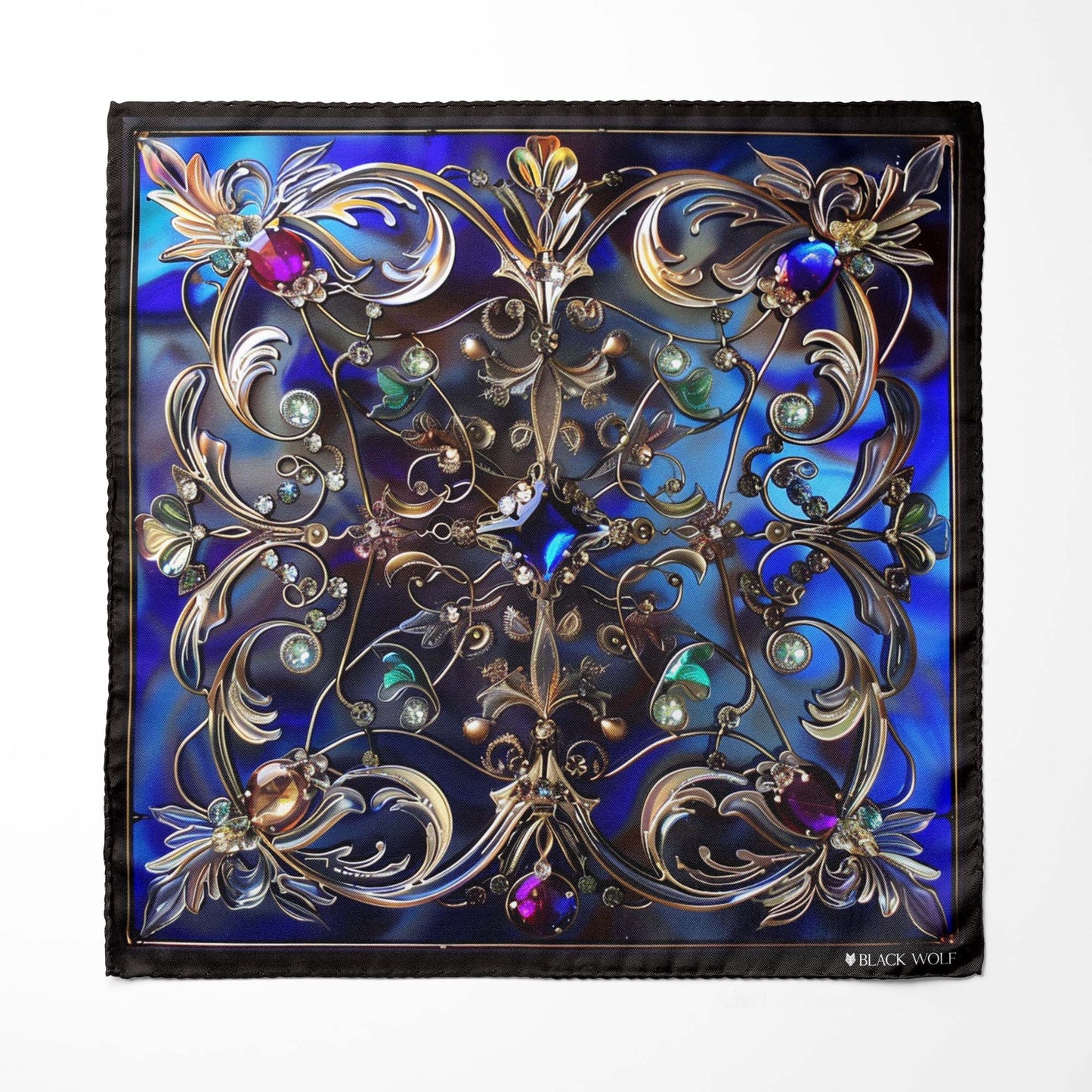 Genuine Silk Midnight Sapphire Jewel Pocket Square