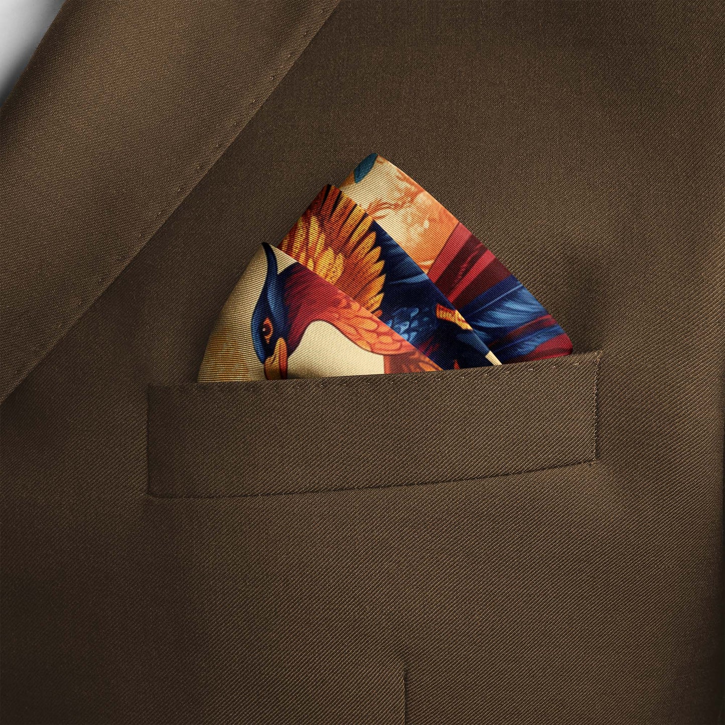 Genuine Silk Phoenix Rising and Eternal Flame Pocket Square