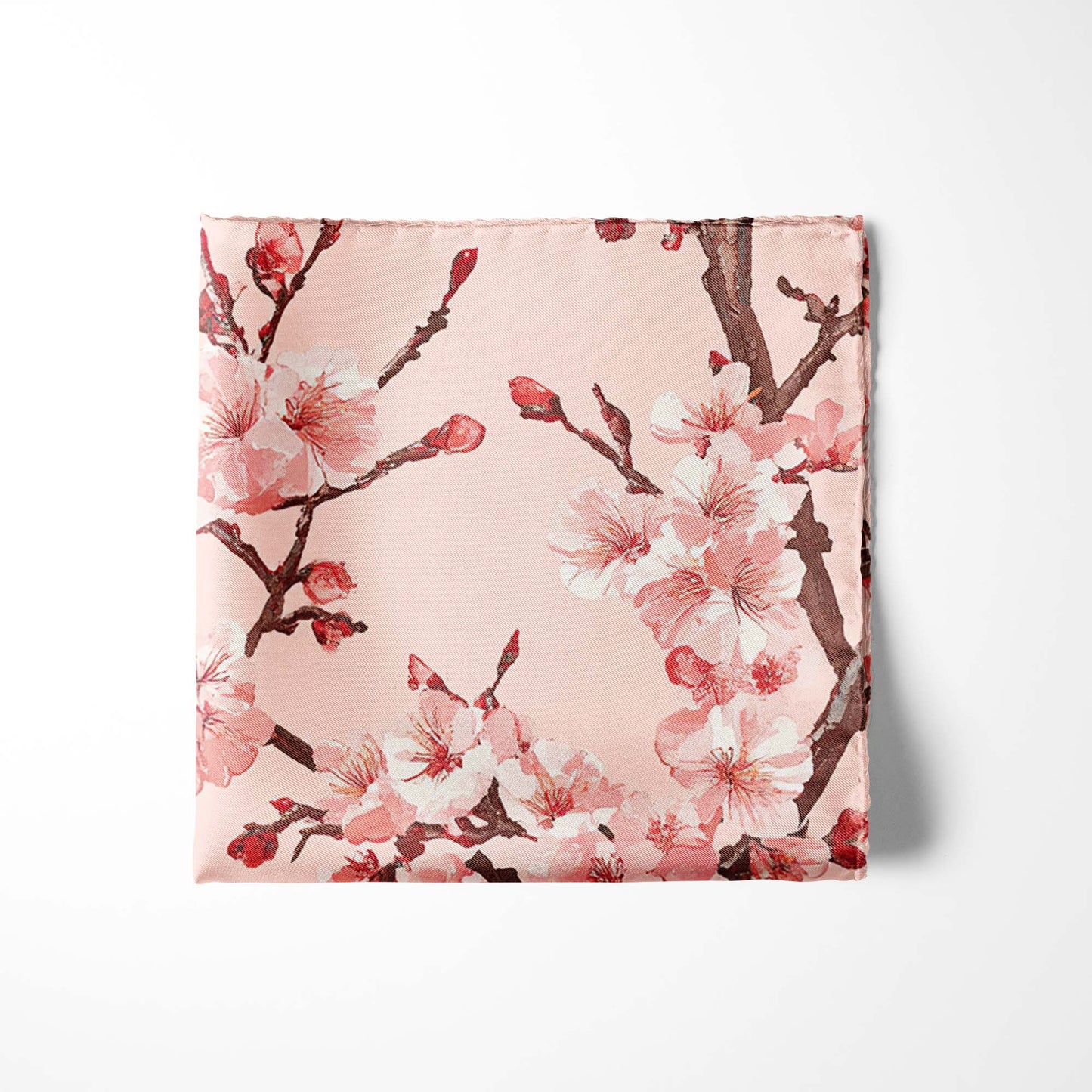 Genuine Silk Pink Cherry Blossom Pocket Square