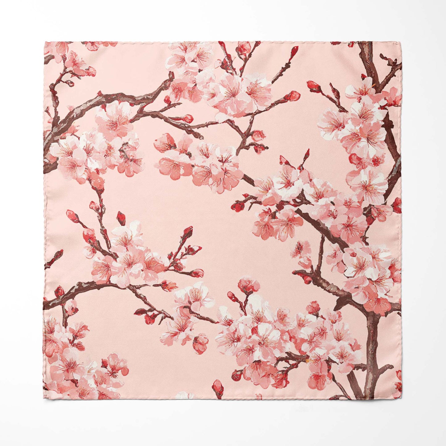 Genuine Silk Pink Cherry Blossom Pocket Square