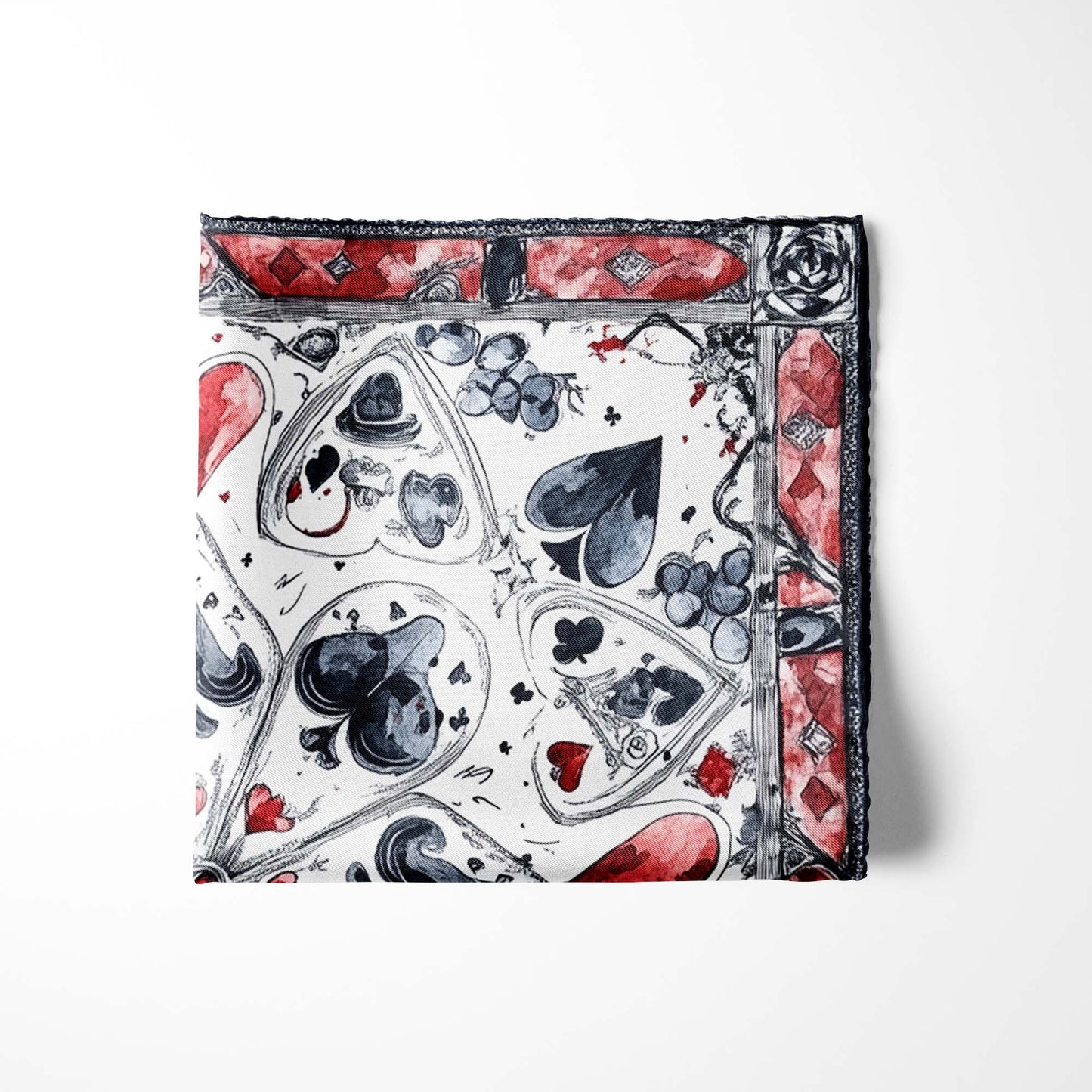 Genuine Silk Playing Card Mandala Pocket Square