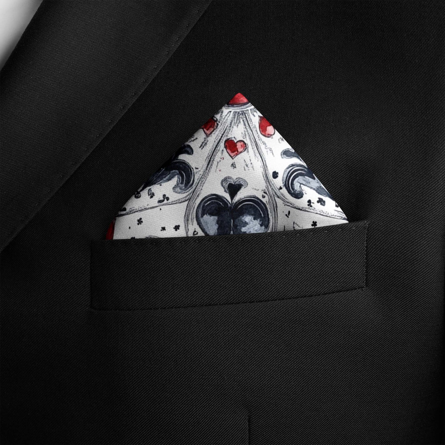 Genuine Silk Playing Card Mandala Pocket Square