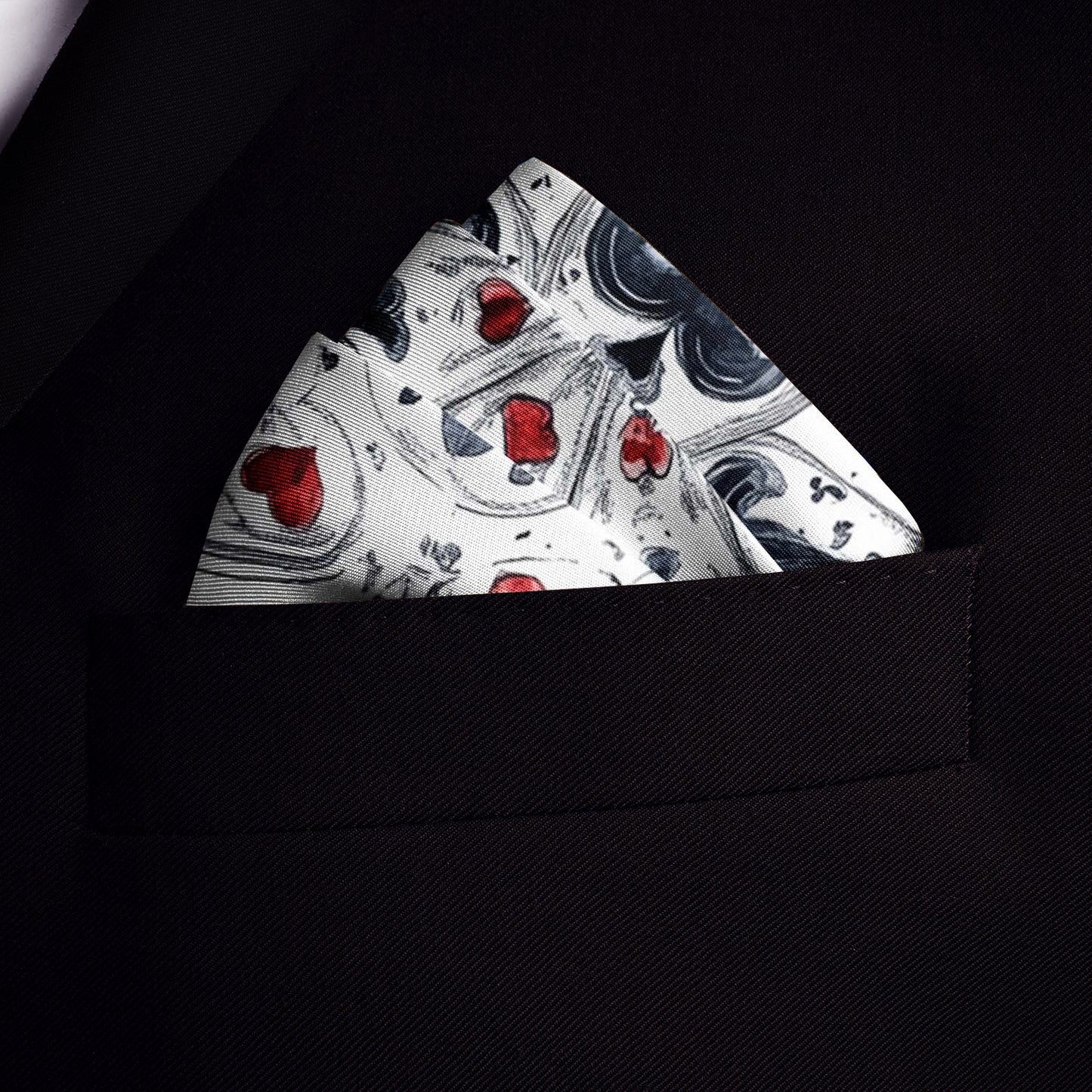 Genuine Silk Playing Card Mandala Pocket Square