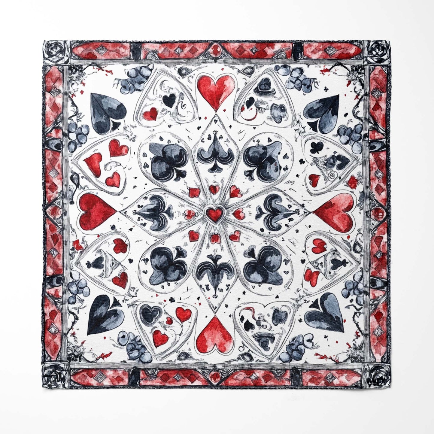 Genuine Silk Playing Card Mandala Pocket Square
