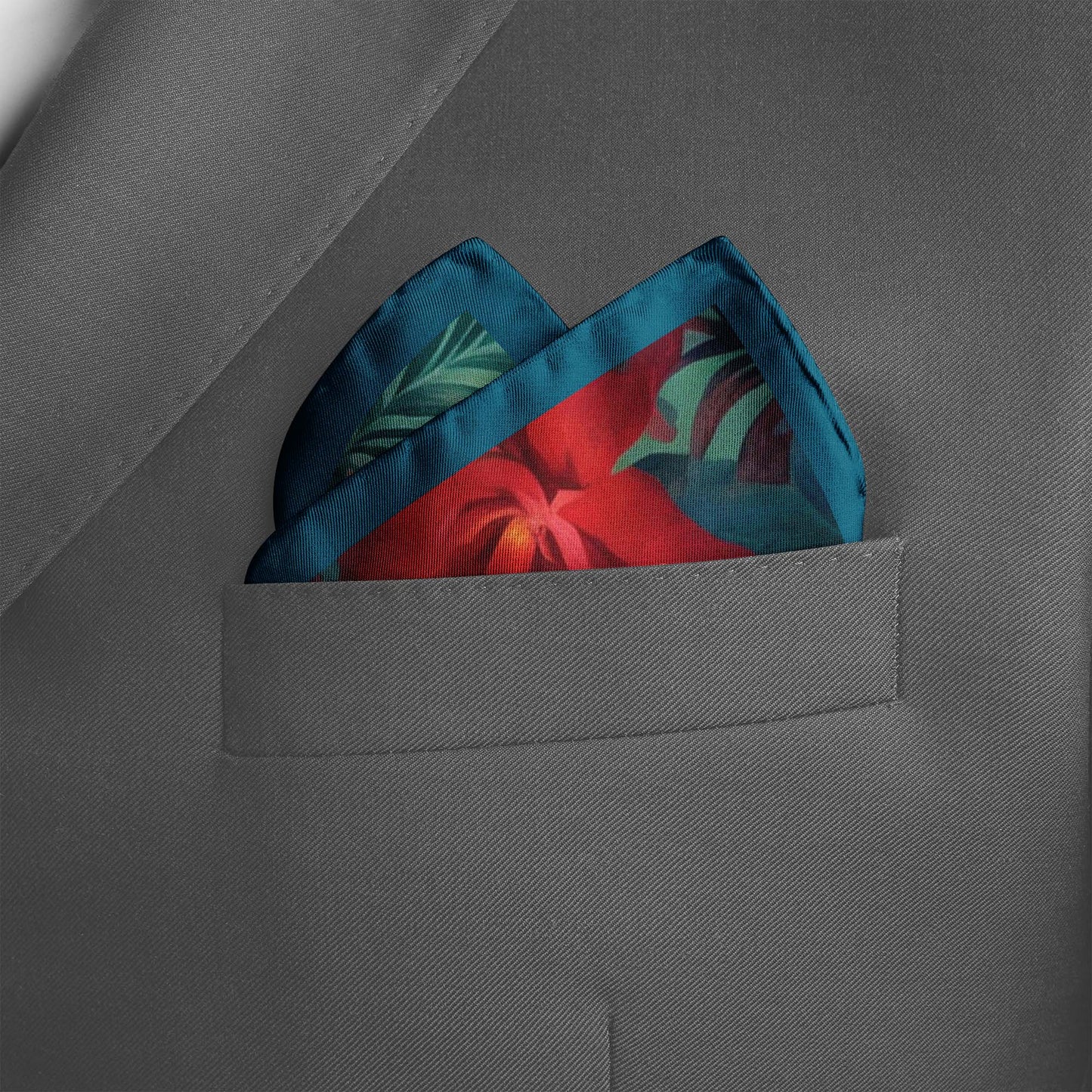 Genuine Silk Rainbow Macaws and Tropical Reverie Pocket Square