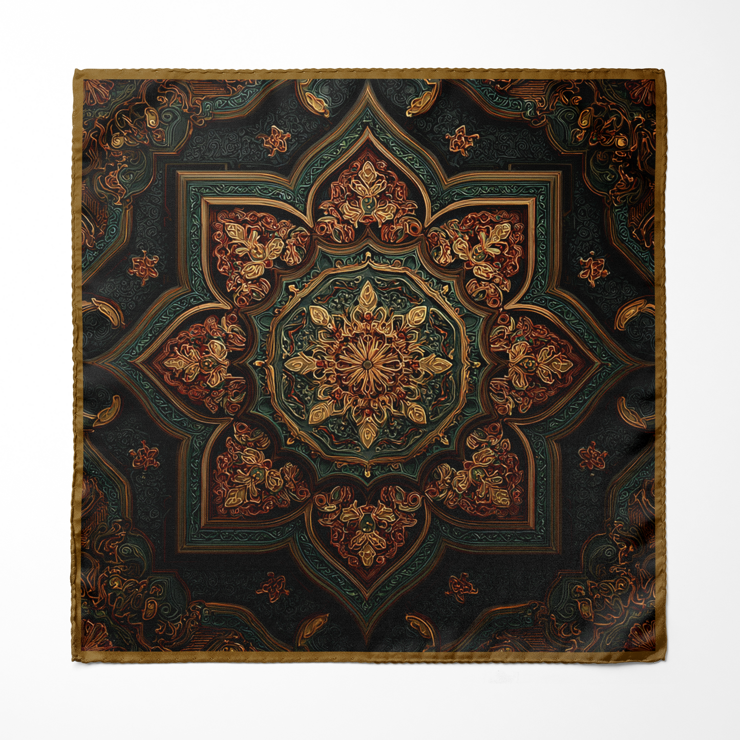 Genuine Silk Regal Emerald Mandala Pocket Square