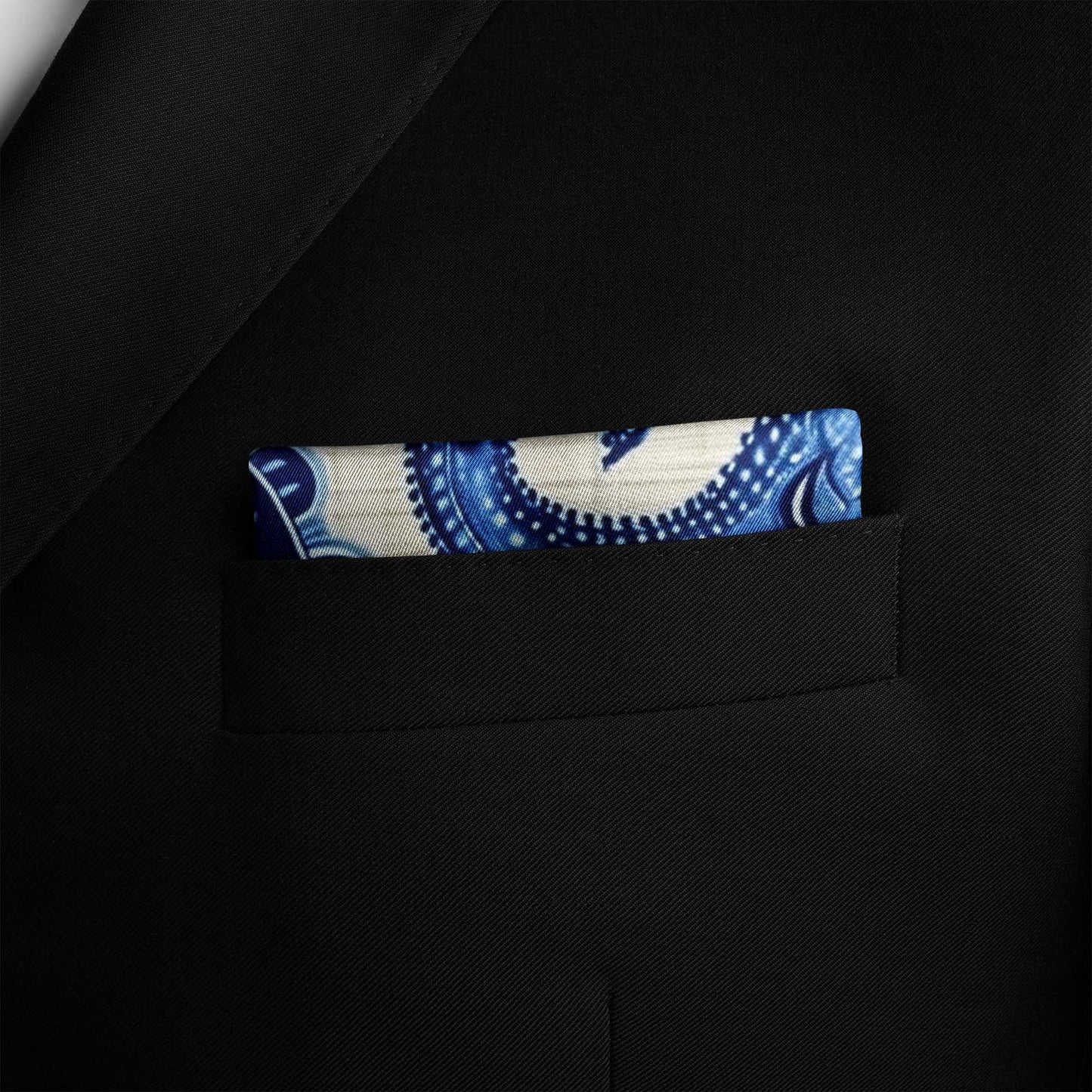 Genuine Silk Royal Blue Paisley Blossom Pocket Square