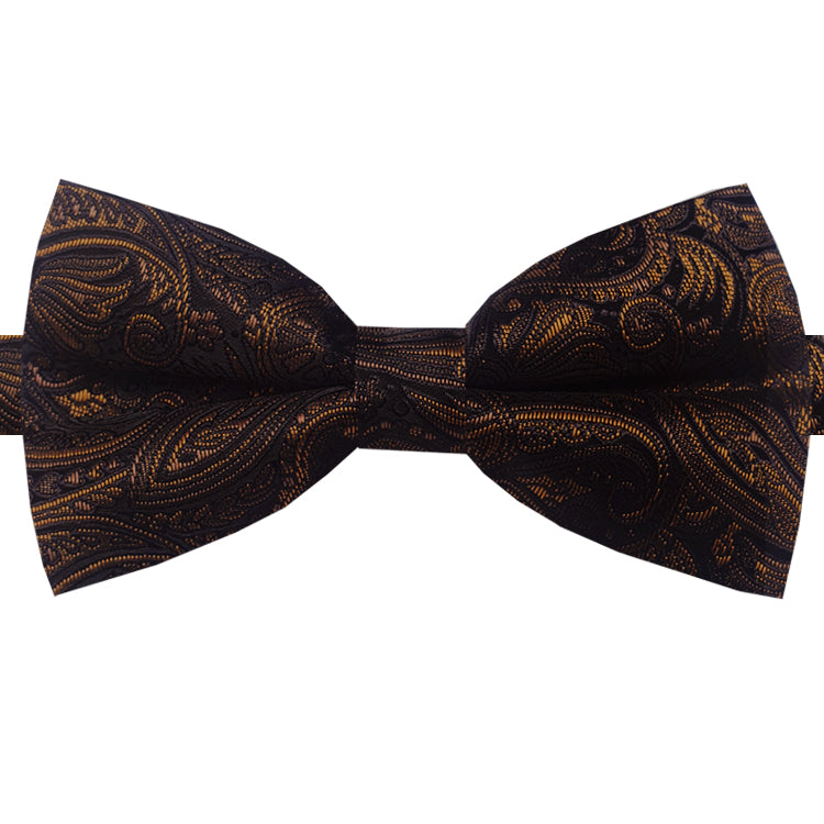 Schwarze Fliege mit bronzefarbenem Paisleymuster