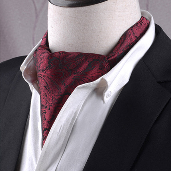 Schwarz-rote Paisley-Ascot-Krawatte