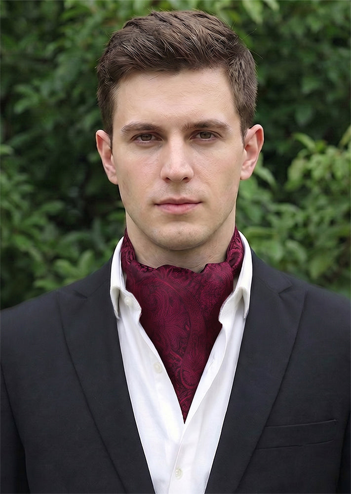 Burgundy Red Paisley Ascot Cravat