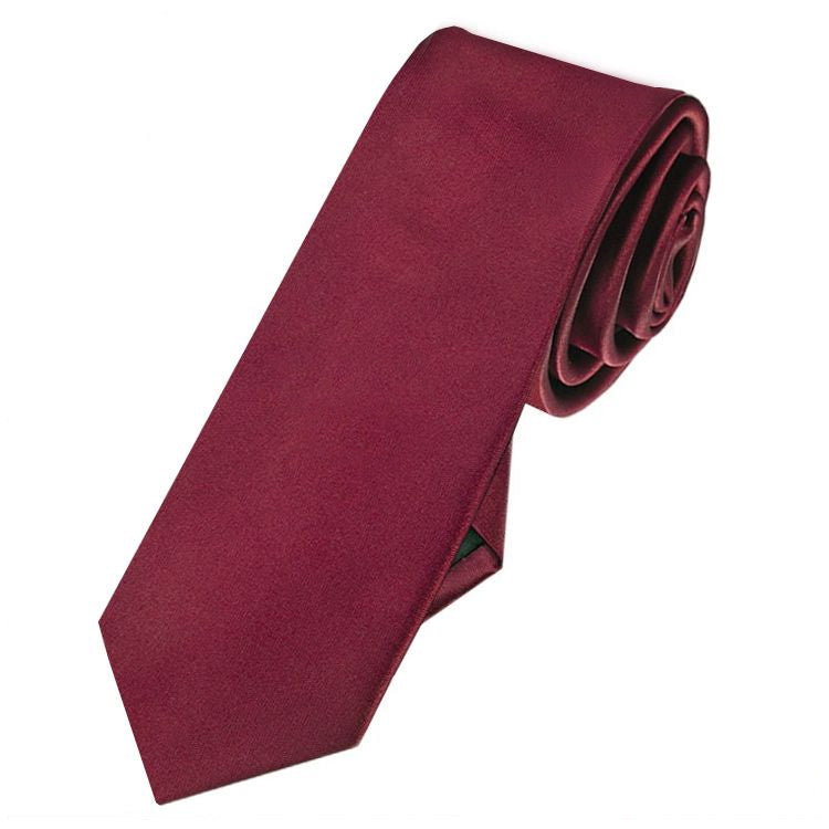 Mens Burgundy Red Skinny Tie