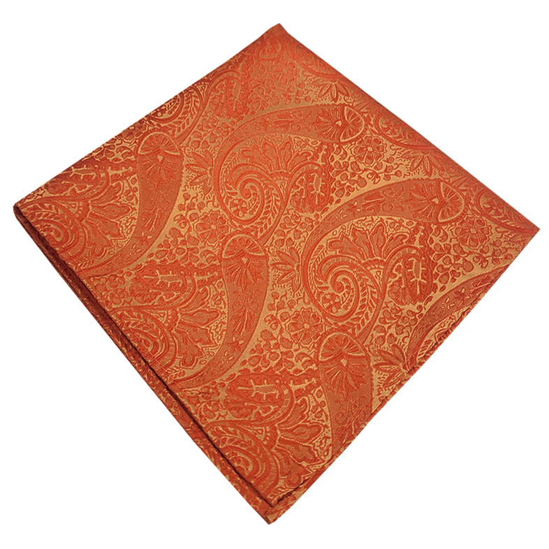 Burnt Orange Paisley Pocket Square