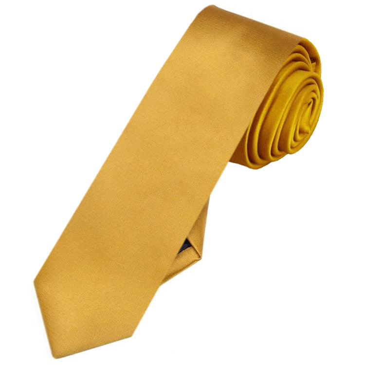 Mens Classic Gold Skinny Tie
