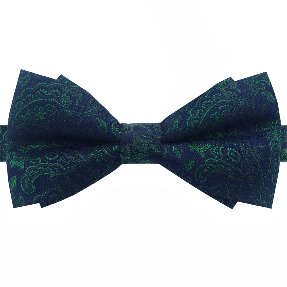 Dark Green with Blue Paisley Bow Tie