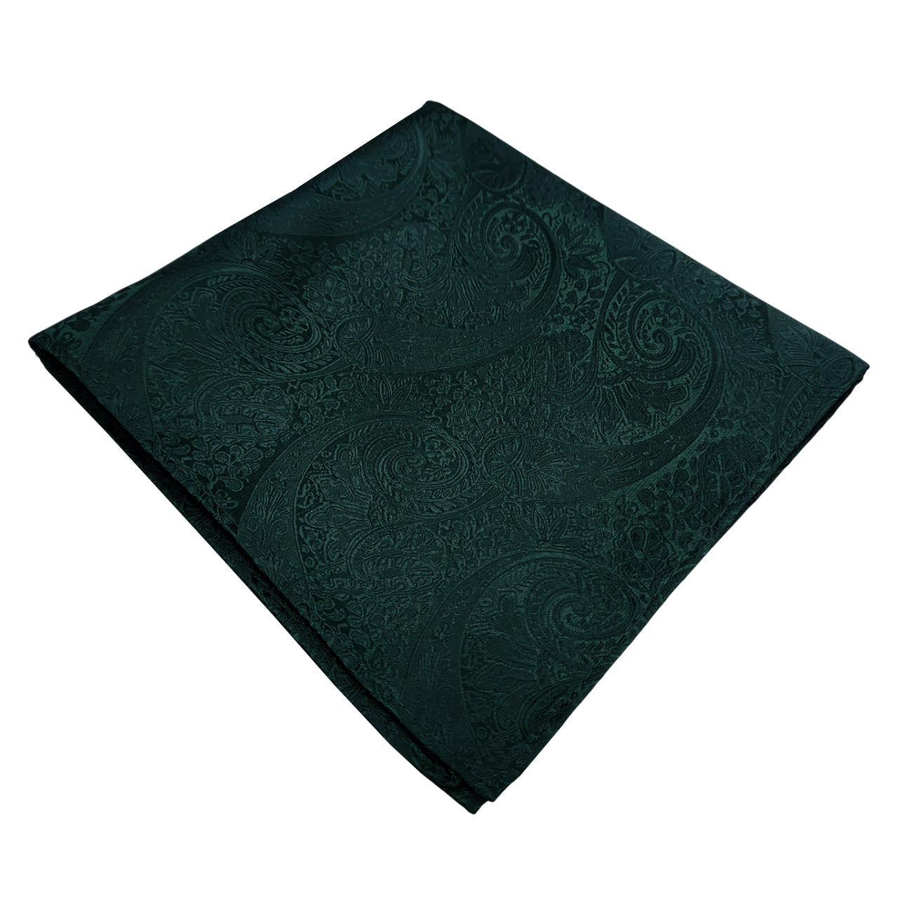 Dark Green Paisley Pocket Square