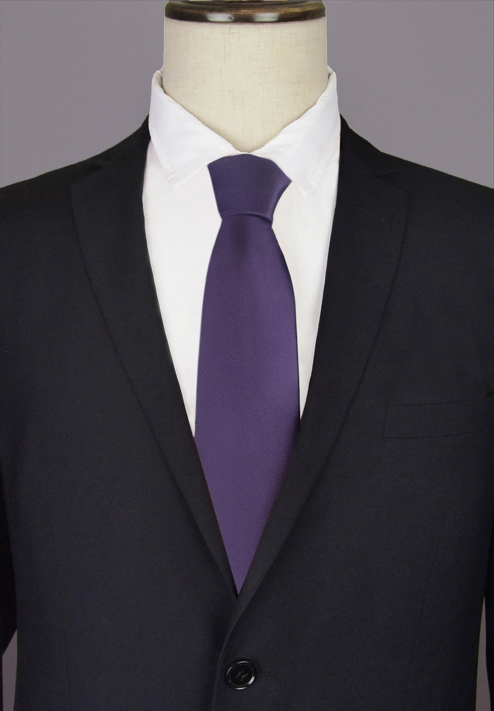 Dunkelviolette extralange Krawatte für Herren