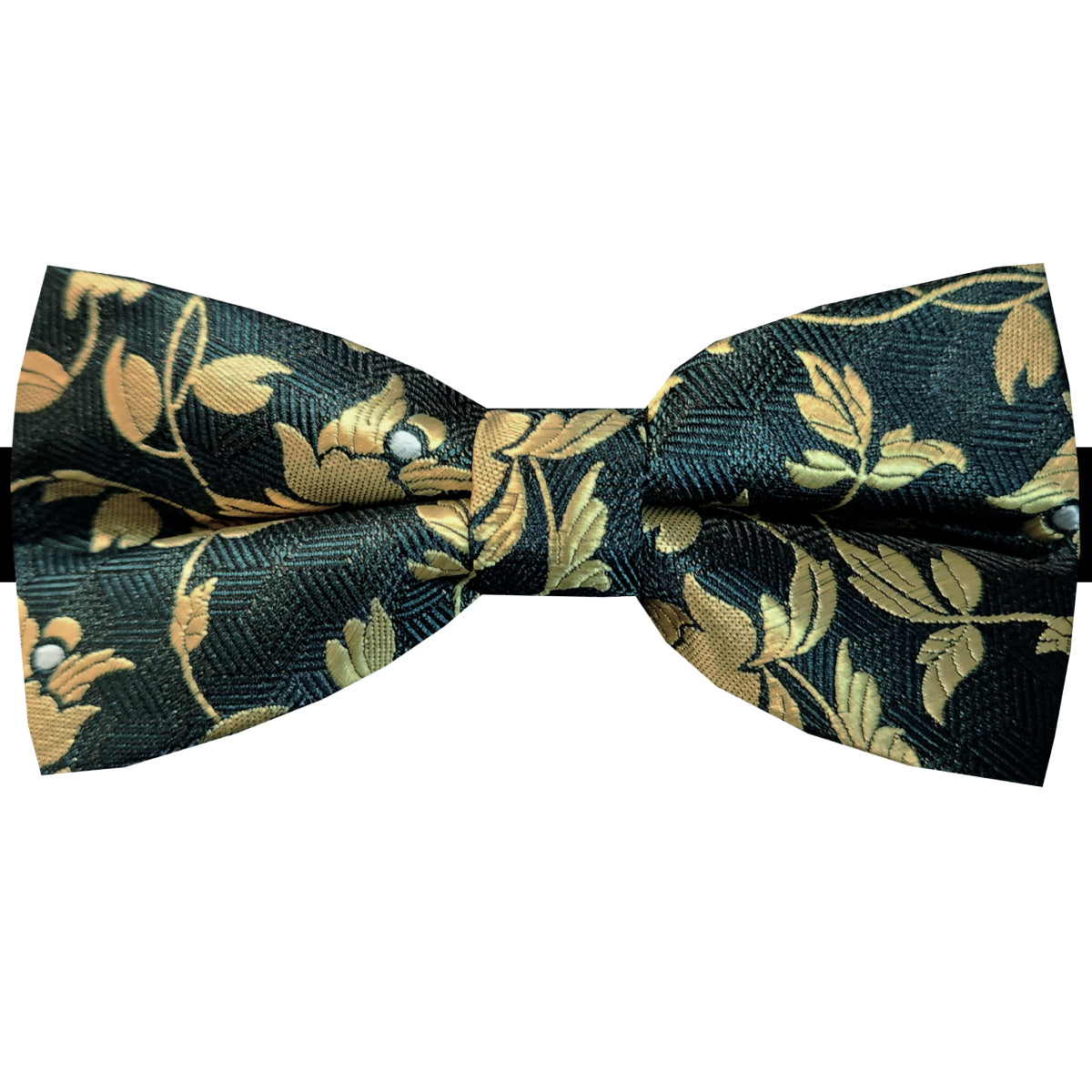 Green with Gold Floral Bow Tie