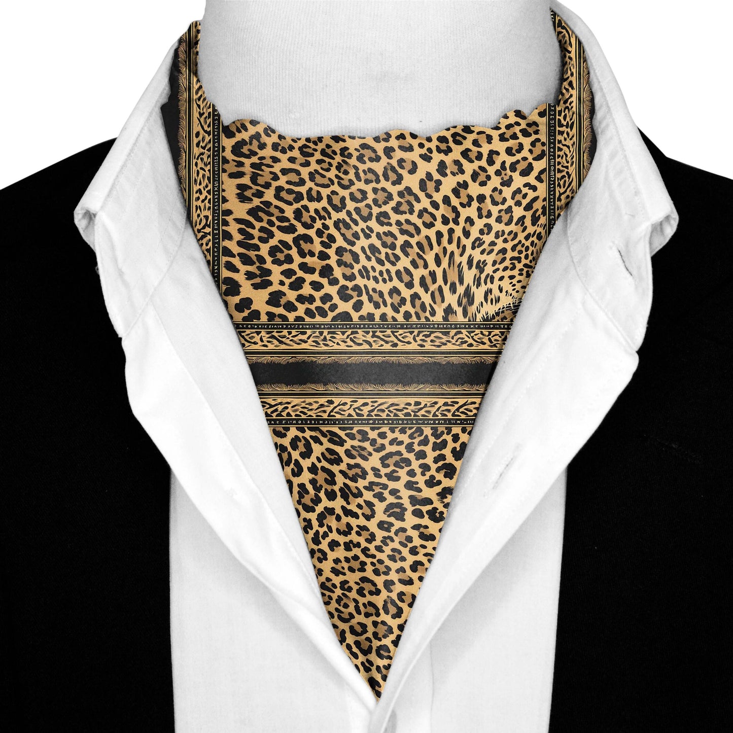 Genuine Silk Leopard Print Ascot Cravat