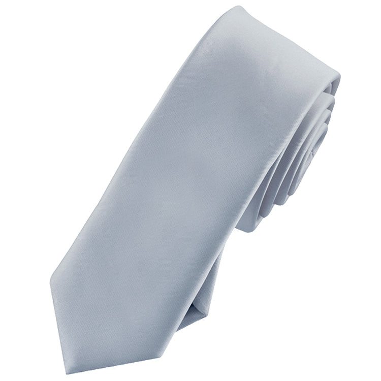 Mens Mid Silver Grey Skinny Tie