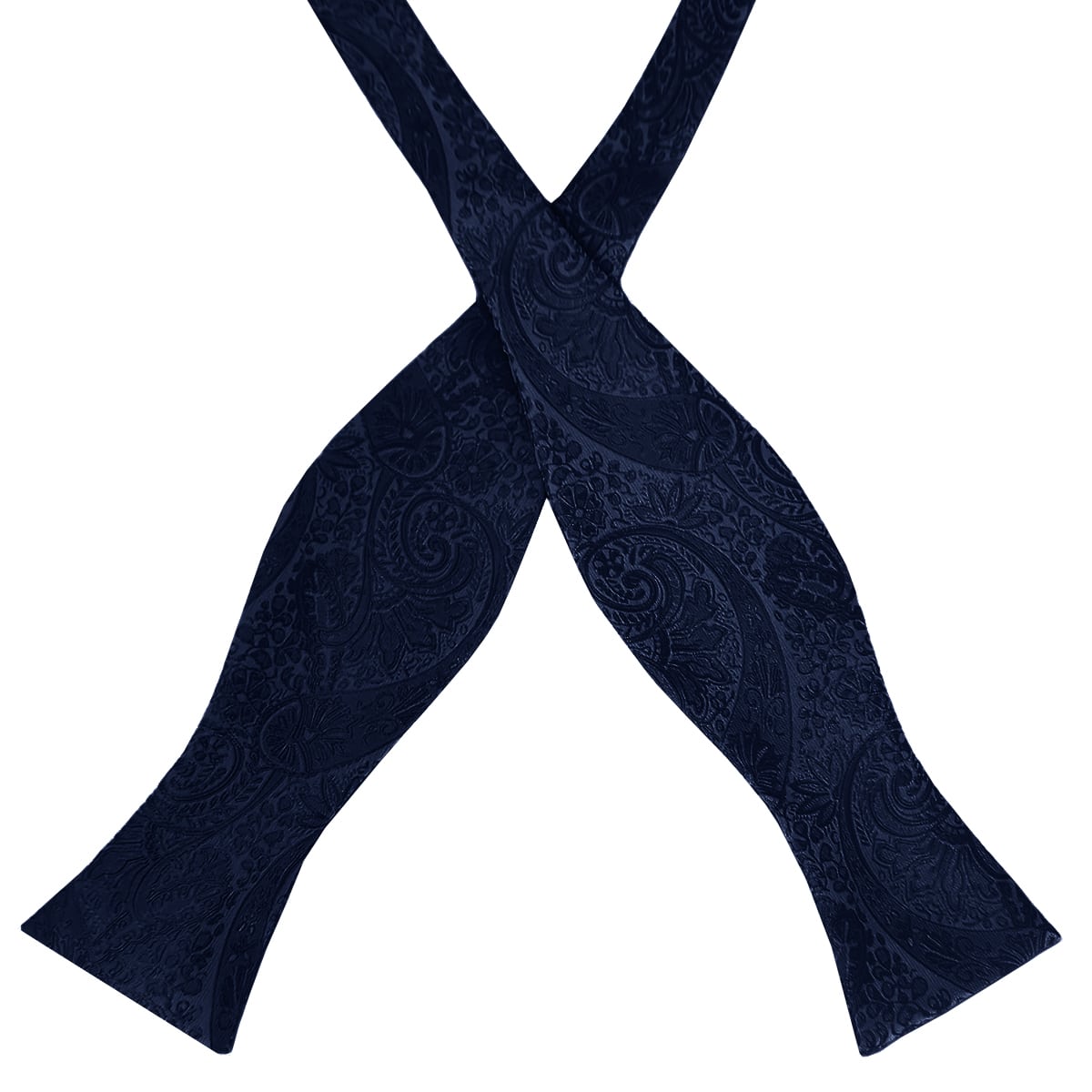 Embossed Dark Blue Paisley Self Tie Bow Tie