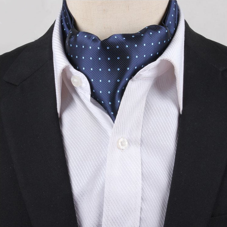 Men's Navy with Light Blue Polka Dots Ascot Cravat