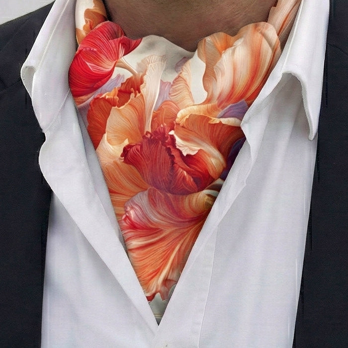 Genuine Silk Coral Petal Swirl Ascot Cravat