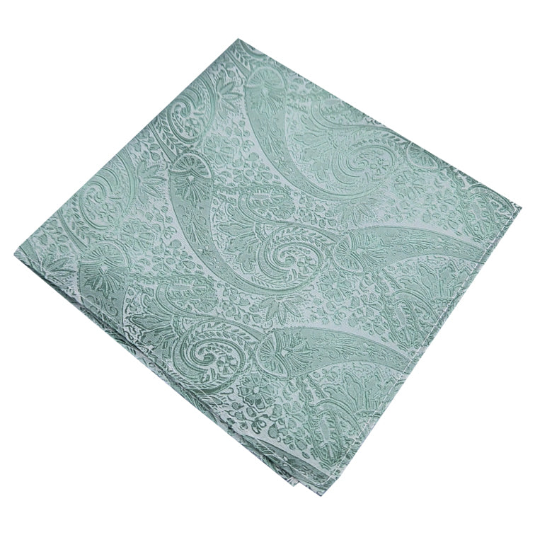 Sage Green Paisley Pocket Square
