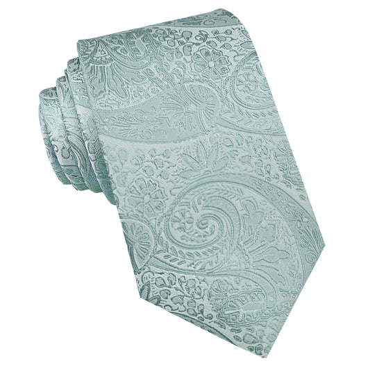 Sage Green Paisley Slim Tie