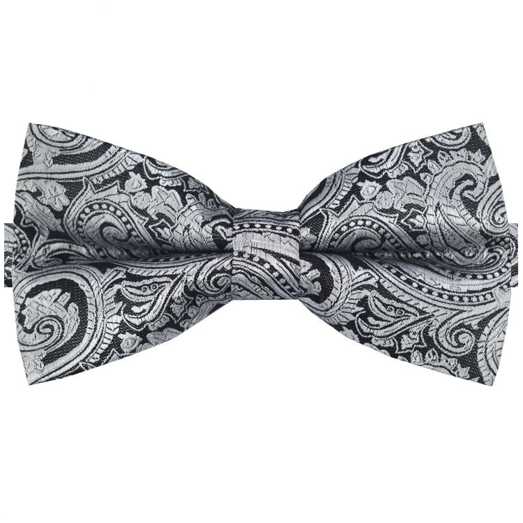Silver & Black Paisley Bow Tie